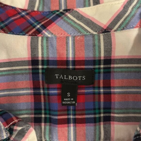 TALBOTS COTTON BUTTON FRONT SHIRT DECORATIVE PLAID SIZE S - Picture 8 of 10